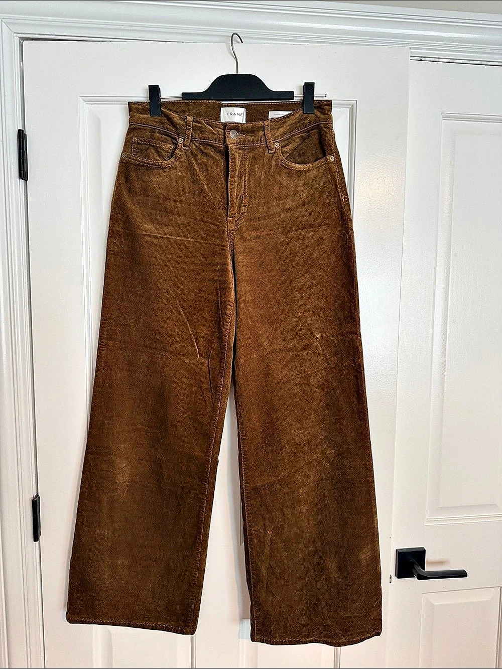 FRAME Le Slim Palazzo Modernist Pocket Corduroy Pants Brown Waist 29